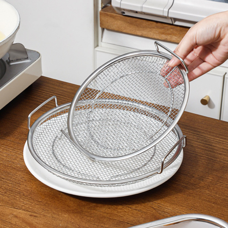 Φίλτρο λαδιού από ανοξείδωτο ατσάλι Τηγάνι φαγητού Μεγάλο σουρωτήρι τηγανιτές πατάτες με λαβή Εργαλείο μαγειρέματος Noodle Drainer Κουζινικά σκεύη