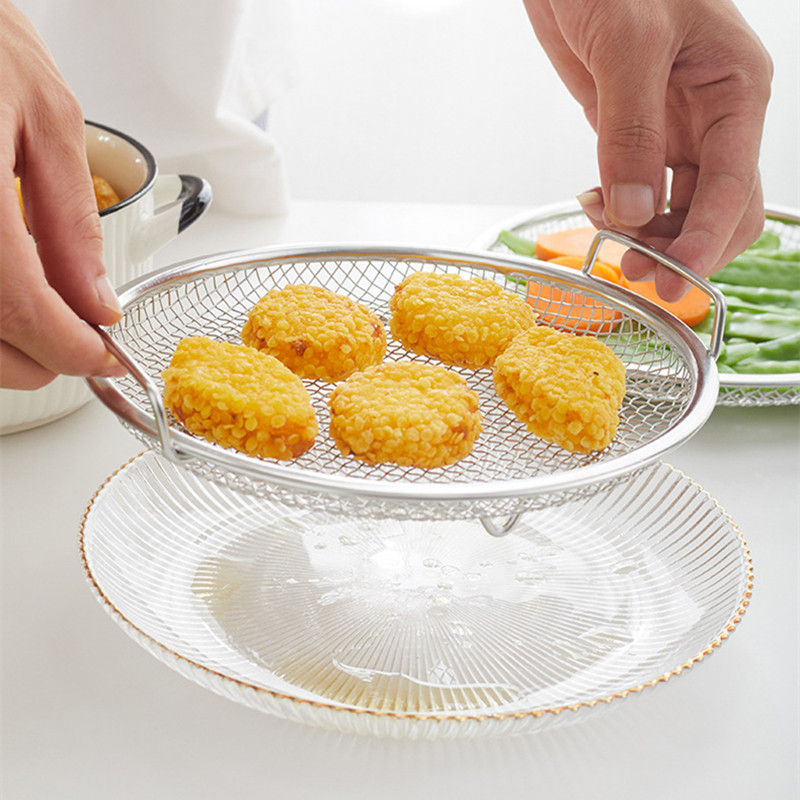 Φίλτρο λαδιού από ανοξείδωτο ατσάλι Τηγάνι φαγητού Μεγάλο σουρωτήρι τηγανιτές πατάτες με λαβή Εργαλείο μαγειρέματος Noodle Drainer Κουζινικά σκεύη