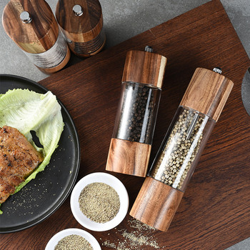 1 τεμ. Χειροκίνητο μύλος αλατιού πιπεριού Μύλος Acacia Wooden Muller Seasoning Spice Bottle Milling Gadget Food Herb Grinders Δοχεία βάζων
