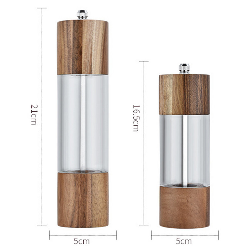 1 τεμ. Χειροκίνητο μύλος αλατιού πιπεριού Μύλος Acacia Wooden Muller Seasoning Spice Bottle Milling Gadget Food Herb Grinders Δοχεία βάζων