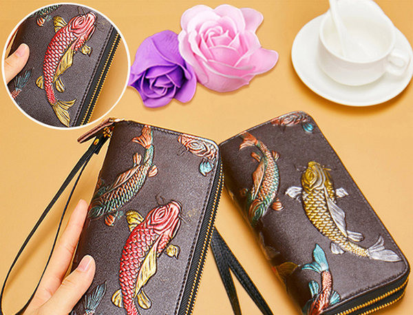 Portofel pentru bărbați cu aplicații retro cu două compartimente cu fermoar