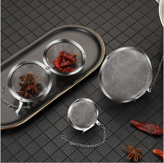 304 από ανοξείδωτο χάλυβα μαγειρικής μπαχαρικών καρυκεύματα μπάλα χύμα τσαγιού έγχυσης βοτάνων φίλτρο λεπτό πλέγμα με επέκταση αλυσίδας κουζίνας