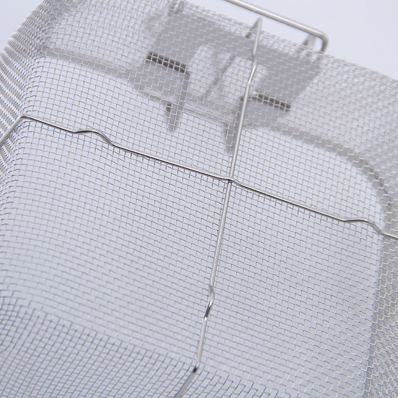 Cu mâner Mini plasă de bucătărie din oțel inoxidabil Filtru de ulei antiaderent Chips de gătit agățat Instrument portabil pentru prăjit pătrat