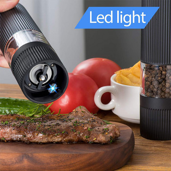 Ηλεκτρικός μύλος πιπεριάς Αλάτι Μπαχαρικά Δοχεία βοτάνων με φώτα LED Μύλος Ρυθμιζόμενη χονδρότητα Κουζίνα Μαγειρική Εργαλεία BBQ Cocina