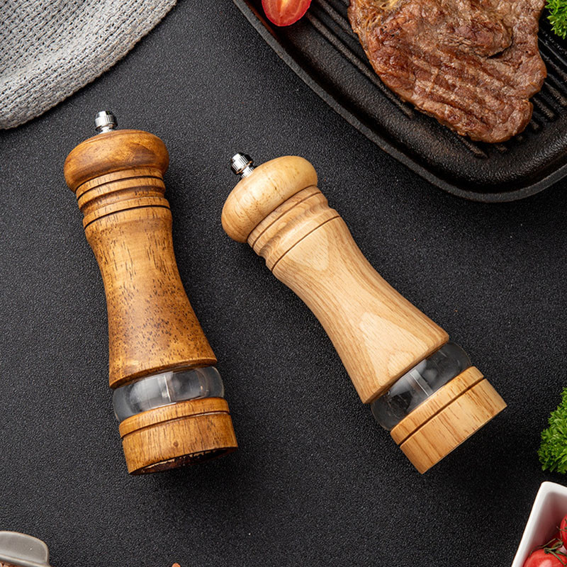 jaswehome 1 bucată mașină de râșnire sare piper 6 inci, ceramică, cauciuc, lemn, lame ceramice, mașini reîncărcabile pentru sare piper