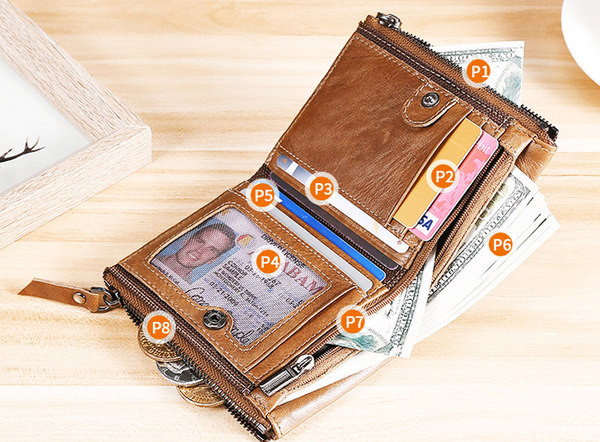 Portofel barbatesc din piele cu compartiment pentru monede - trei culori