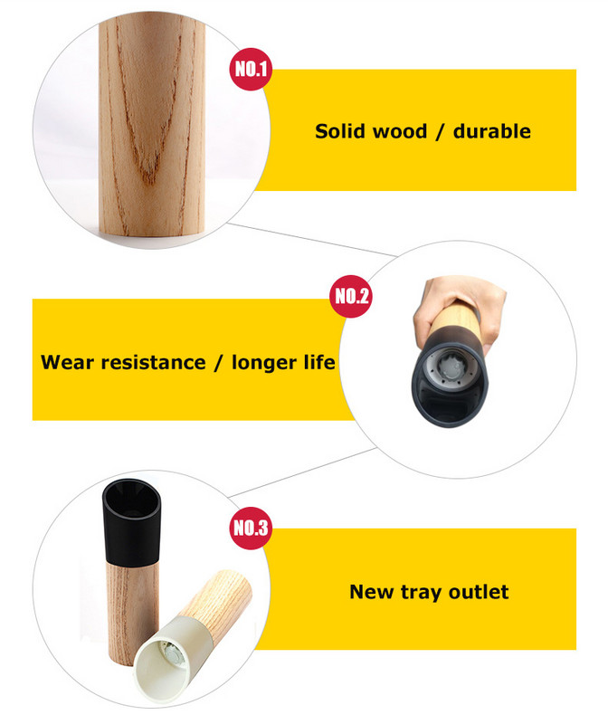 Mori de sare din lemn Rasnita de piper Rasnita portabila pentru condimente Sticle de gatit Noua sosire bucatarie condimente Instrumente de zdrobire