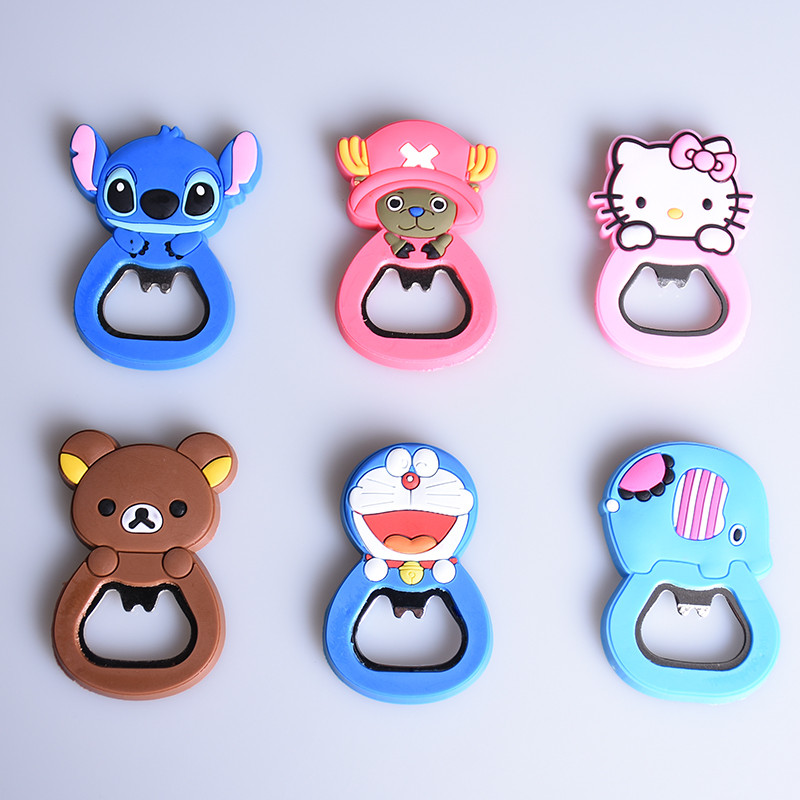 Kūrybinis animacinis multifunkcinis silikonas nerūdijančio plieno butelių atidarytuvas alaus šaldytuvo atidarytuvas virtuvės įrankiai (gali būti šaldytuvo magnetas)