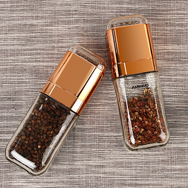Μύλος πιπεριάς μόδας 180ml Premium Γυάλινο μπουκάλι Αλατοπίπερο με κεραμικό μύλο μπαχαρικών κουζίνας μύλος πιπεριάς χρυσός