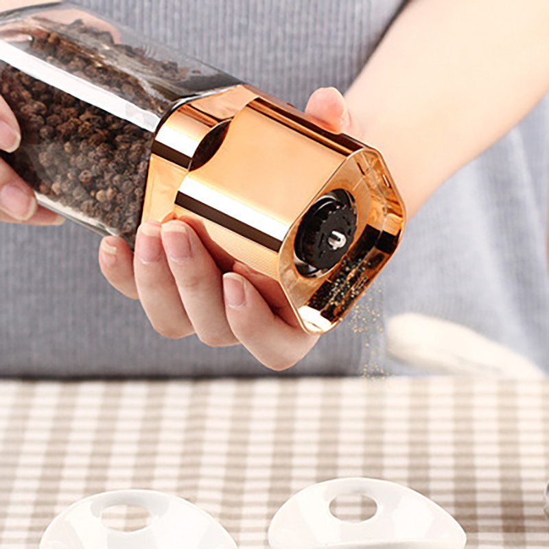 Μύλος πιπεριάς μόδας 180ml Premium Γυάλινο μπουκάλι Αλατοπίπερο με κεραμικό μύλο μπαχαρικών κουζίνας μύλος πιπεριάς χρυσός