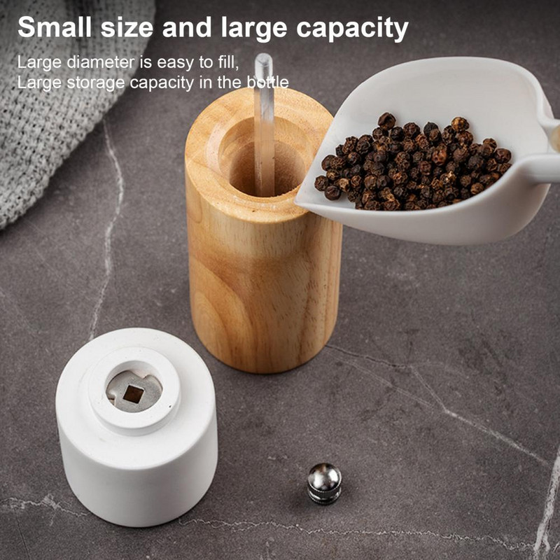 Ξύλινος μύλος αλατιού και πιπεριού πολλαπλών χρήσεων Cruet Mini Χειροκίνητος Μύλος πιπεριάς Εργαλείο κουζίνας με κεραμικό μύλο για οικιακή κουζίνα