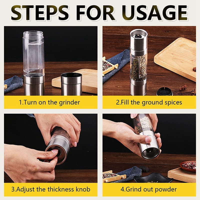 Mlinac za sol i papar, mlinovi za papar, ručni kombinirani mlinovi za mljevenje začina i začina s podesivom krupnoćom