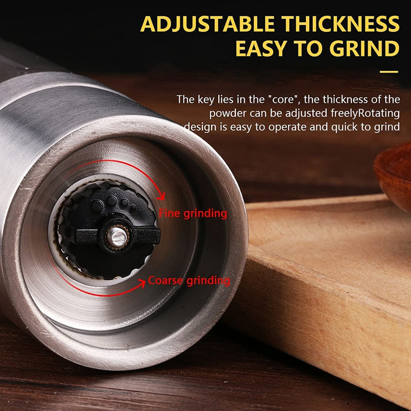 Mlinac za sol i papar, mlinovi za papar, ručni kombinirani mlinovi za mljevenje začina i začina s podesivom krupnoćom