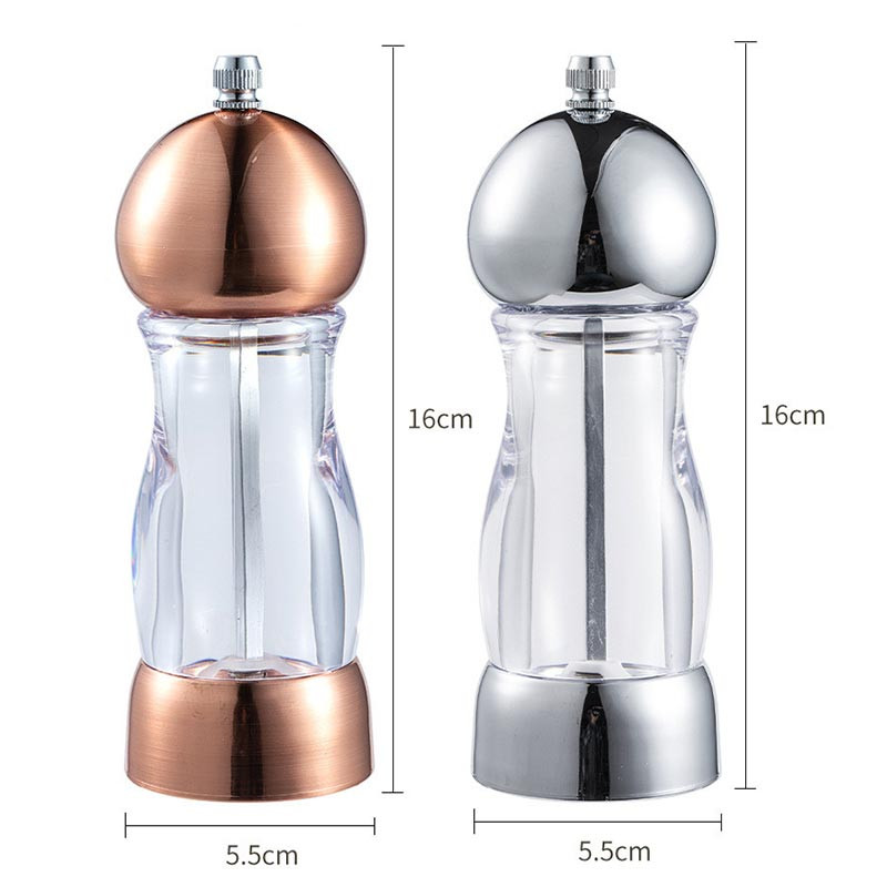 Rasnita manuala de piper de 6 inch Moara de sare si piper Macinata acrilica de sare de aur trandafir Moara de piper vizuala Sticla de macinat sare de mare