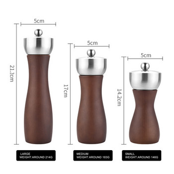 Premium Μύλος αλατιού και πιπεριού ξύλου οξιάς Precision Carbon Steel Rotor Pepper Mills 5/6/8 ίντσες 304 Ξυλόμυλοι από ανοξείδωτο χάλυβα