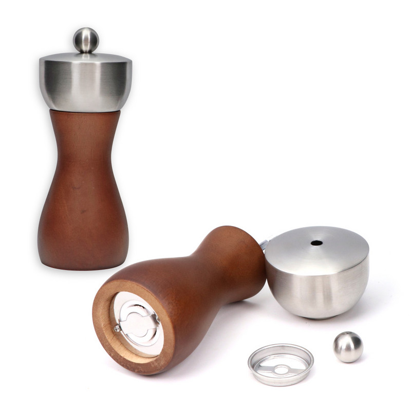 Rasnita de sare si piper din lemn de fag premium Rotor de precizie din otel carbon Mori de piper 5/6/8 inchi 304 mori din lemn din otel inoxidabil