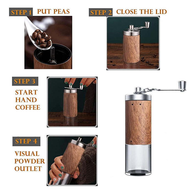 Ručni mlinac za kavu, podesivi keramički stožasti mlin za brušenje, ručni mlin za zrnastu konusnu mlin za kavu, za putovanja, kampiranje itd.