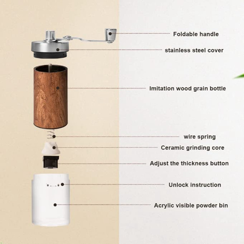 Ručni mlinac za kavu, podesivi keramički stožasti mlin za brušenje, ručni mlin za zrnastu konusnu mlin za kavu, za putovanja, kampiranje itd.