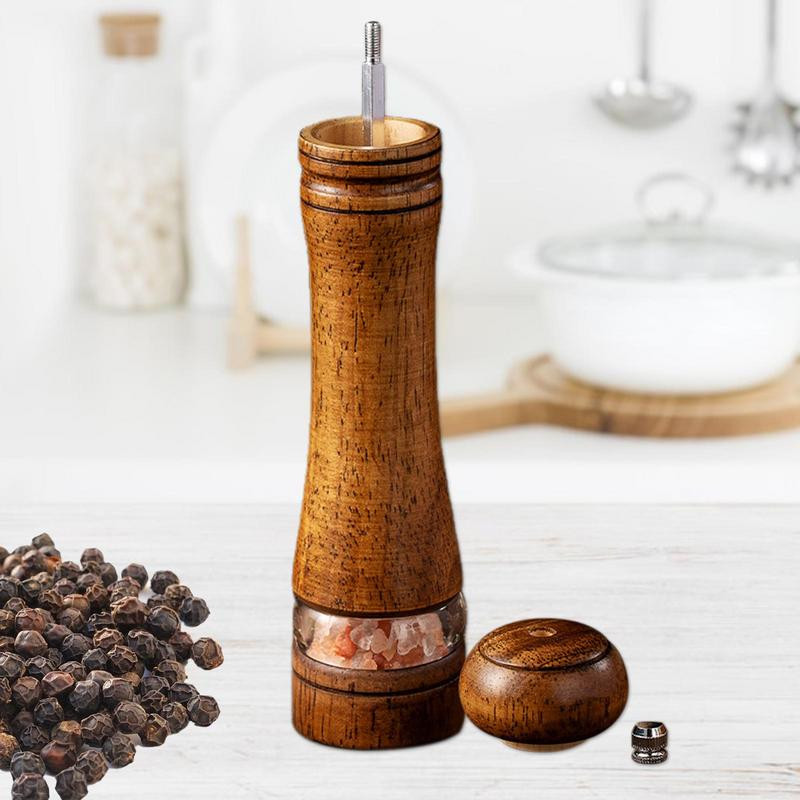 Κλασικό χειροκίνητο Μύλος αλατιού και πιπεριού Δρυός ξύλο καρυκεύματα Μύλος μπαχαρικών Μύλος πολλαπλών χρήσεων Εργαλείο μπάρμπεκιου κουζίνας μαγειρικής