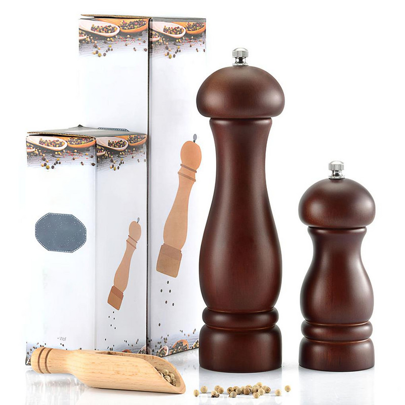 Rasnita manuala de condimente Moara de lemn Condimente Sare Piper Rotiti capacul Mini rasnita usor de utilizat pentru Restaurant de uz casnic