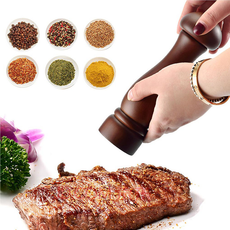 Rasnita manuala de condimente Moara de lemn Condimente Sare Piper Rotiti capacul Mini rasnita usor de utilizat pentru Restaurant de uz casnic