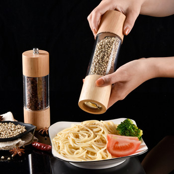 Oak Splicing Acrylic Pepper Grinder Creative Manual Pepper Black Grinder Mill for Home Cooking Αξεσουάρ κουζίνας Εργαλεία