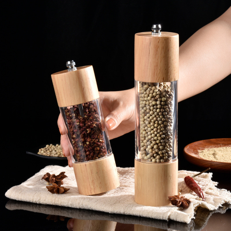 Oak Splicing Acrylic Pepper Grinder Creative Manual Pepper Black Grinder Mill for Home Cooking Αξεσουάρ κουζίνας Εργαλεία