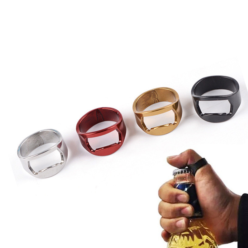 Rõngasavaja õlleavaja Köögitarvikud Kaasaskantav minirõngas õllepudeliavaja Roostevabast terasest sõrmerõnga kujuga pudeliavaja