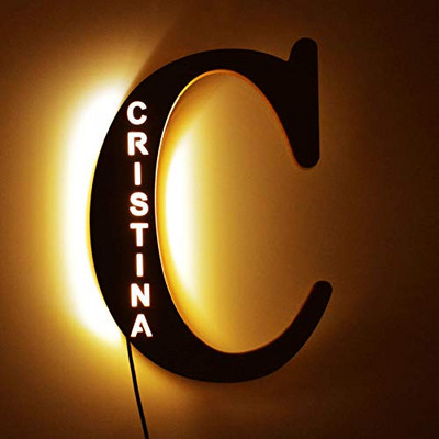 Asmeninis vardų abėcėlės papuošimas Medinis naktinis šviestuvas naktinė lempa LED sieninė lempa raidėmis tuščiaviduris pradinis ornamentas kūdikiams vaikams