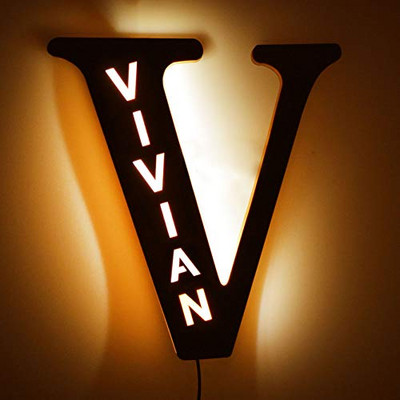 Asmeninis vardų abėcėlės papuošimas Medinis naktinis šviestuvas naktinė lempa LED sieninė lempa raidėmis tuščiaviduris pradinis ornamentas kūdikiams vaikams