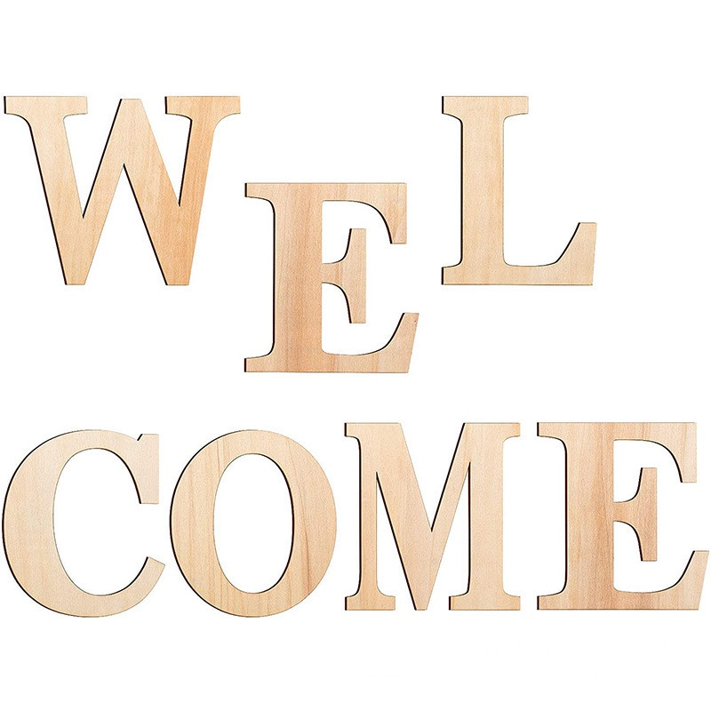 30CM PRADŽIA Anglų abėcėlė Mediena Didelės dekoratyvinės raidės namo hebrajų kalba Medinės raidės Svetainės Namo sienų apdaila