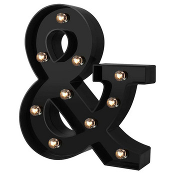 LED лампа с черна буква 26 английска нощна лампа Large Luminous Alphabet Lights сватбена лампа за моделиране за Party Birthday Home Bar