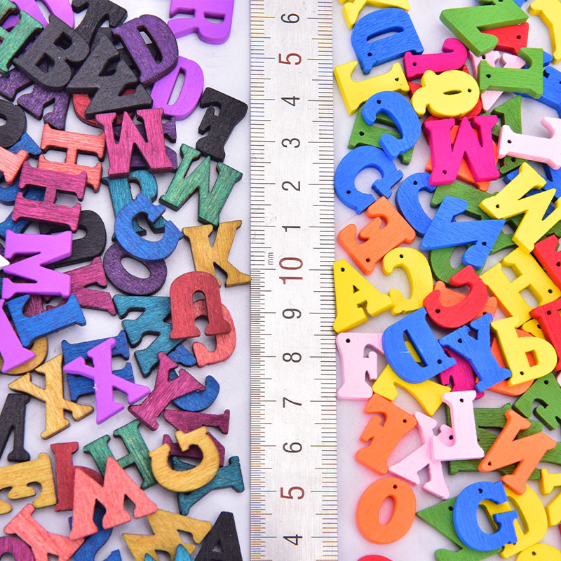 100 buc. Litere drăguțe Numere Alfabet din lemn Ornamentări Scrapbooking Artizanat Artizanat Artizanat Afișaj digital DIY