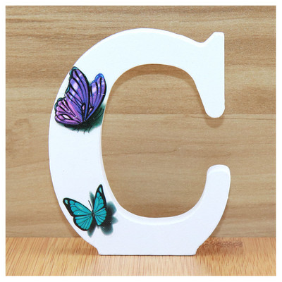 1buc 10cm 3D Fluture Litere din lemn Alfabet Decorativ Cuvânt Literă Nume Design Artă Meșteșuguri realizate manual Forma în picioare Nuntă DIY