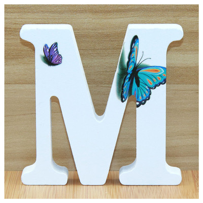 1buc 10cm 3D Fluture Litere din lemn Alfabet Decorativ Cuvânt Literă Nume Design Artă Meșteșuguri realizate manual Forma în picioare Nuntă DIY