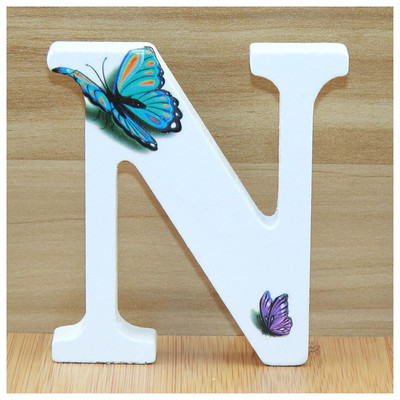 1buc 10cm 3D Fluture Litere din lemn Alfabet Decorativ Cuvânt Literă Nume Design Artă Meșteșuguri realizate manual Forma în picioare Nuntă DIY