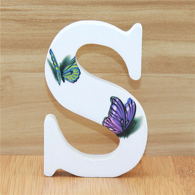 1buc 10cm 3D Fluture Litere din lemn Alfabet Decorativ Cuvânt Literă Nume Design Artă Meșteșuguri realizate manual Forma în picioare Nuntă DIY