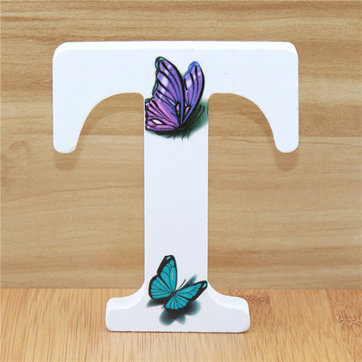 1buc 10cm 3D Fluture Litere din lemn Alfabet Decorativ Cuvânt Literă Nume Design Artă Meșteșuguri realizate manual Forma în picioare Nuntă DIY