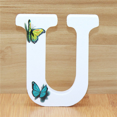 1buc 10cm 3D Fluture Litere din lemn Alfabet Decorativ Cuvânt Literă Nume Design Artă Meșteșuguri realizate manual Forma în picioare Nuntă DIY