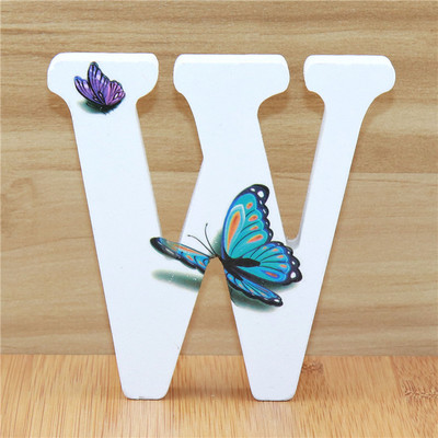 1buc 10cm 3D Fluture Litere din lemn Alfabet Decorativ Cuvânt Literă Nume Design Artă Meșteșuguri realizate manual Forma în picioare Nuntă DIY