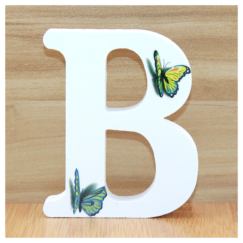 1buc 10cm 3D Fluture Litere din lemn Alfabet Decorativ Cuvânt Literă Nume Design Artă Meșteșuguri realizate manual Forma în picioare Nuntă DIY