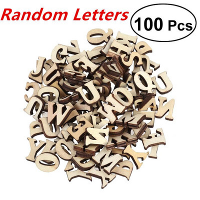 100PCS Wooden Capital Letters Alphabet DIY Wood Cutout Discs For Patchwork Scrapbooking Arts Crafts Random Letter(not 26 letter)