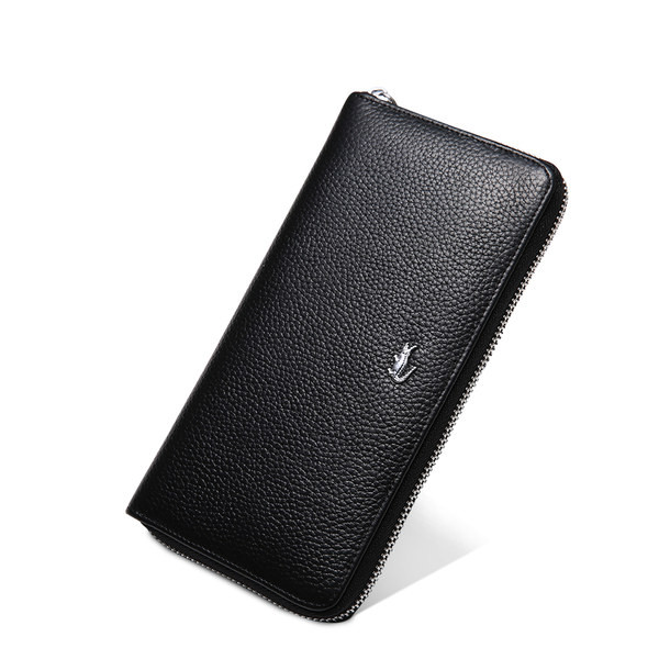 Portofel barbatesc piele cu compartiment pentru documente - culoare neagra