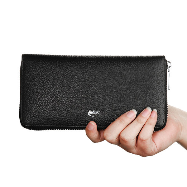 Portofel barbatesc piele cu compartiment pentru documente - culoare neagra