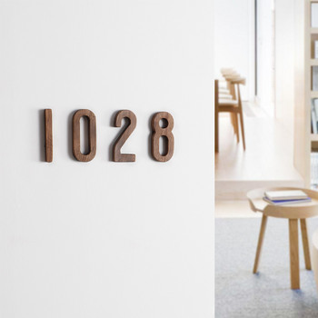 Числа от черен орех Номер на къща в скандинавски стил Ins Декорация на стена Стая Дървена декорация на стени