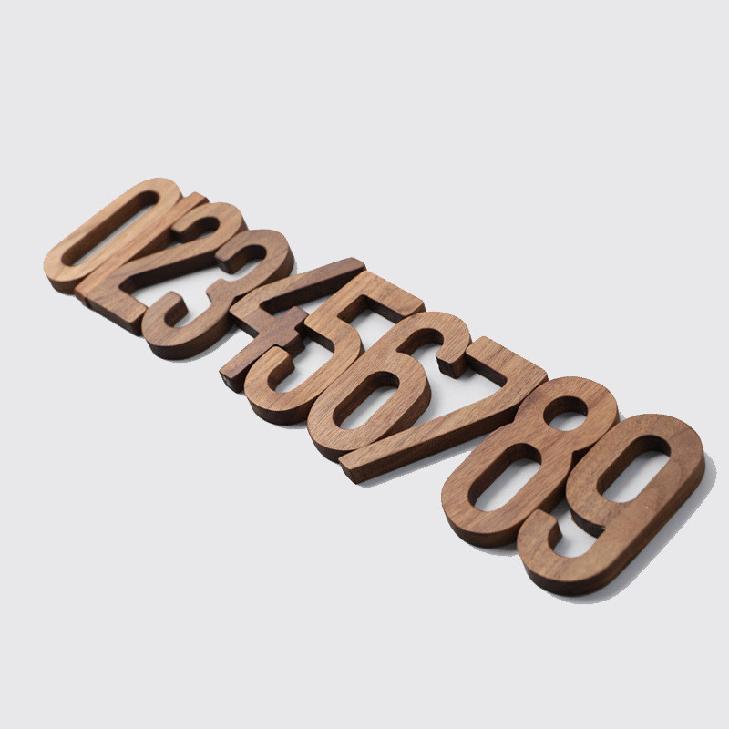 Μαύρη καρυδιά Numbers Nordic Style House Number Ins Διακόσμηση τοίχου Δωματίου Ξύλινη διακόσμηση τοίχου