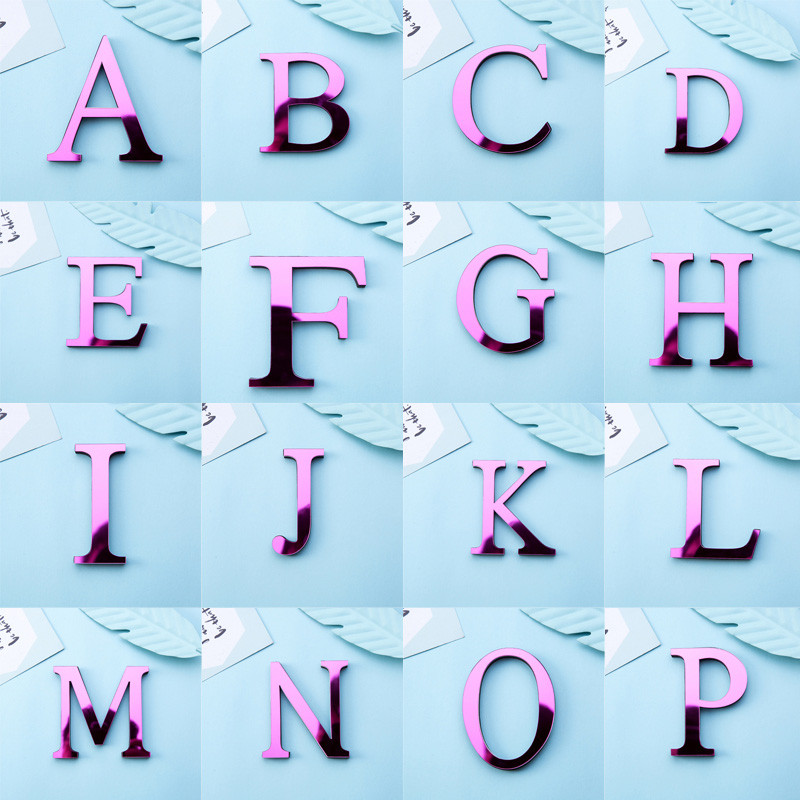 26 γράμματα DIY τρισδιάστατος καθρέφτης ακρυλικό αυτοκόλλητο τοίχου Διακοσμητικά ροζ Κόκκινο Αγγλικό αλφάβητο Χαλκομανίες διακόσμησης σπιτιού Τέχνη Τοιχογραφία Διακόσμηση πάρτι