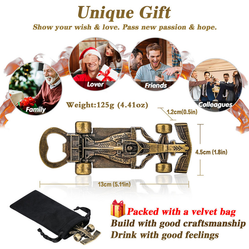 Deschizător de sticle de curse din bronz Cadou nou pentru el Accesorii de bucătărie Deschidetoare de vin cu sac Bar Deschizător de bere Gadget pentru bărbați Cadouri