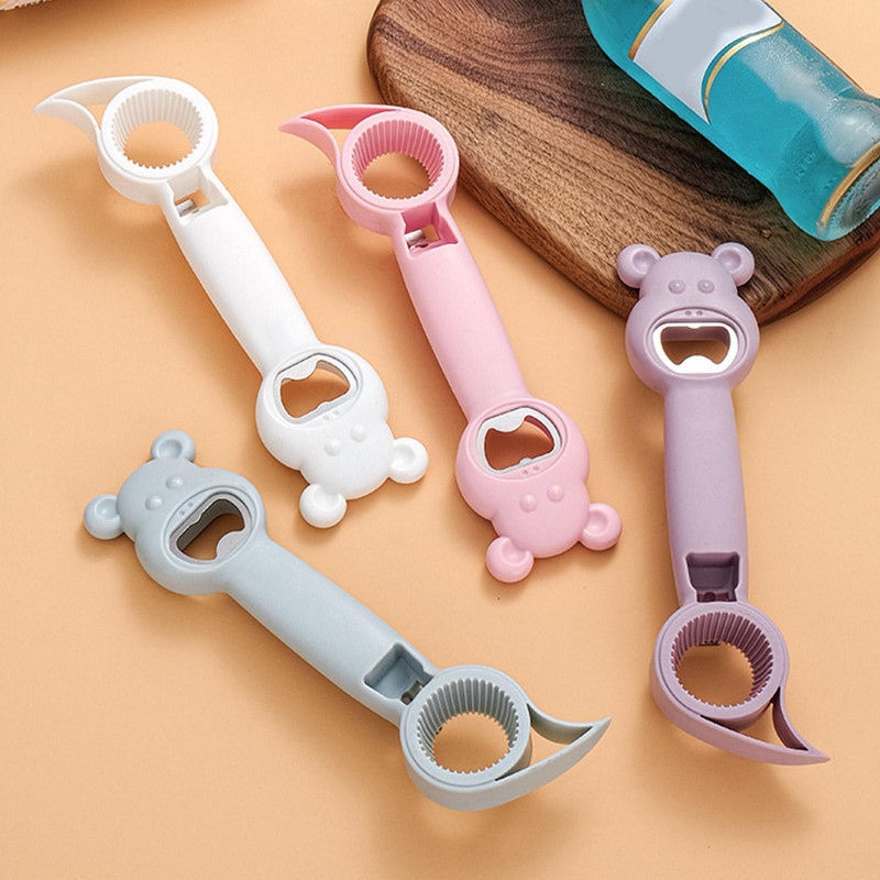 Deschizător de sticle de bere 4 în 1 Deschidetor de conserve de înșurubare unelte de bucătărie Accesorii pentru bere Bar tirbușon Dispozitiv pentru sticle L6X2