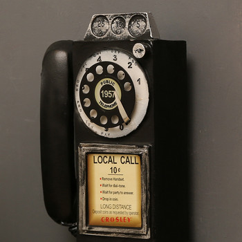 Винтидж модел телефон Висящи на стената орнаменти Ретро мебели Телефон Миниатюрни занаяти Подарък за бар Античен телефон Декорация на дома